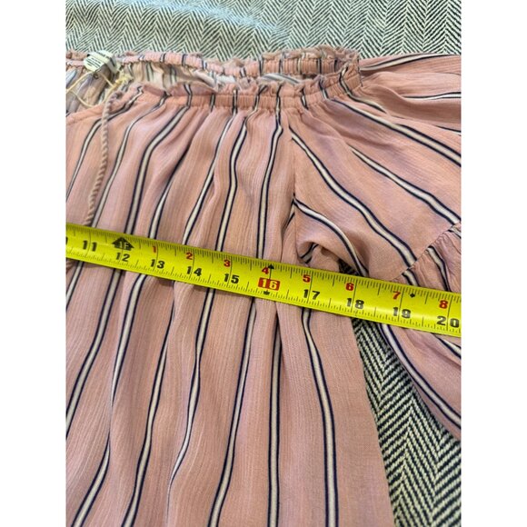 NWT American Eagle Off-The-Shoulder Pink Striped Blouse W/ Lace Details - M - Picture 9 of 11